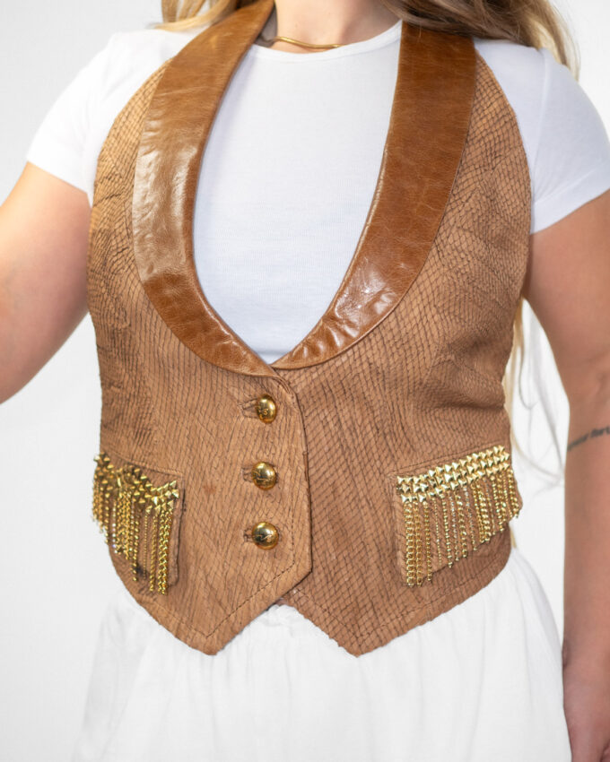 Vintage Leather Halter Vest