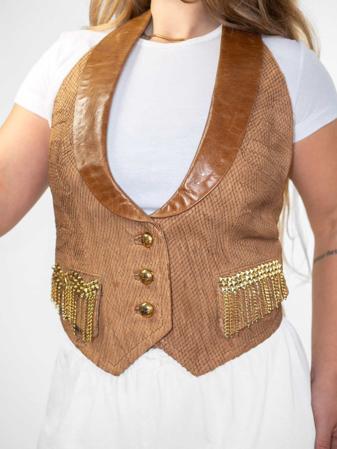 Vintage Leather Halter Vest