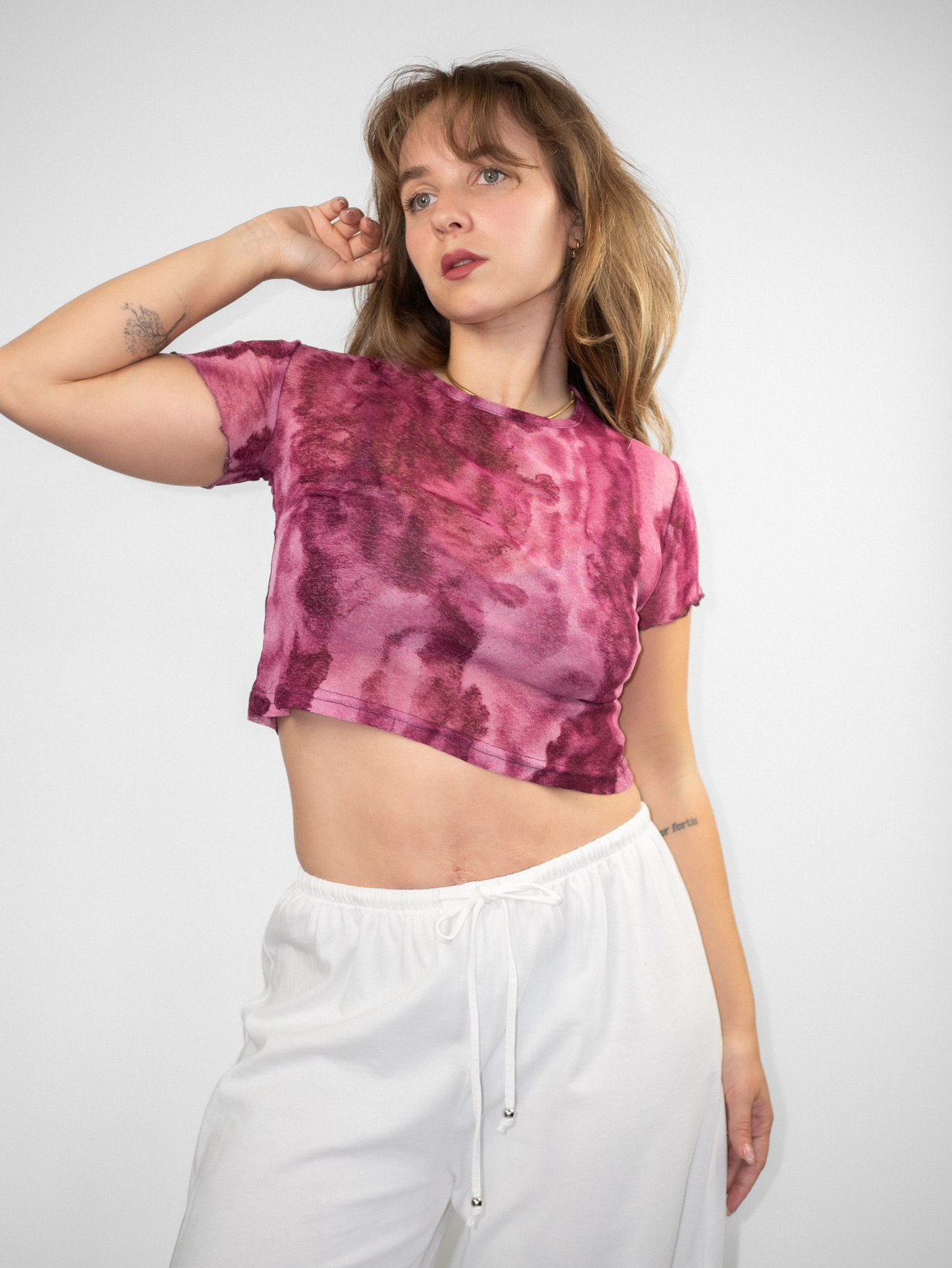 Raspberry Mesh 00s Baby Tee - S