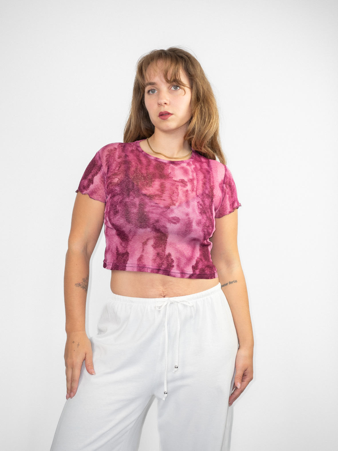 Raspberry Mesh 00s Baby Tee - S - Image 2