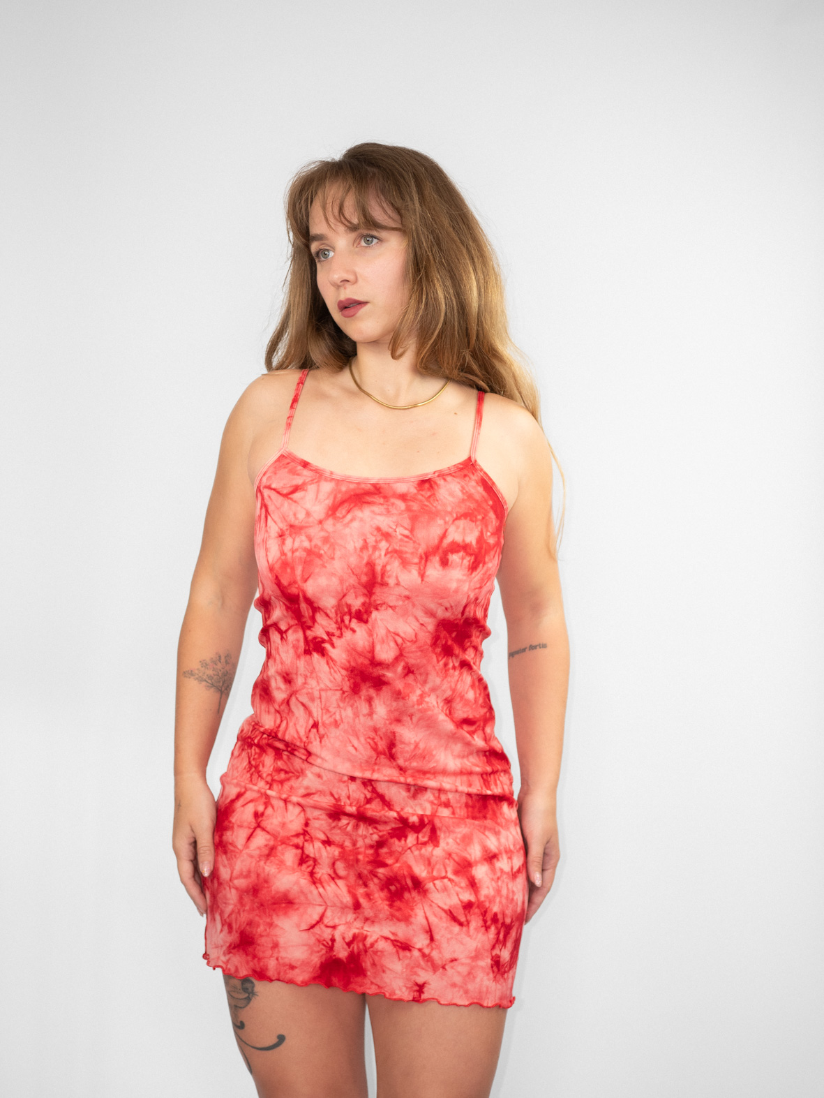 00s Red Tie-Dye Dress - S