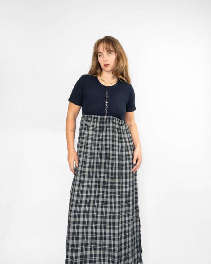 Checkered Vintage Maxi Dress  - M