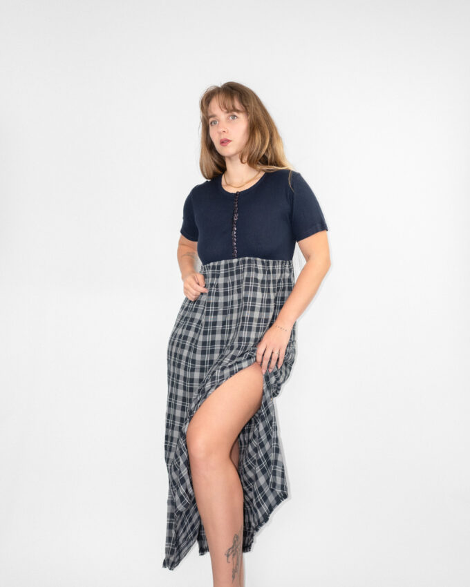 Checkered Vintage Maxi Dress - M