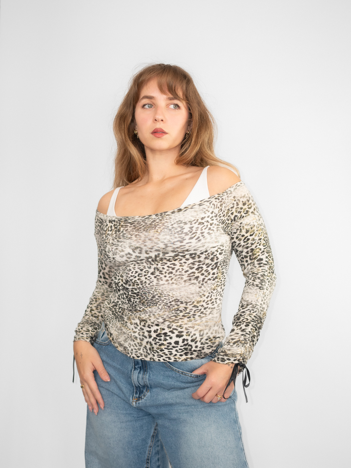 Vintage 00s Leopard Cotton Longsleeve Top - S/M - Image 4