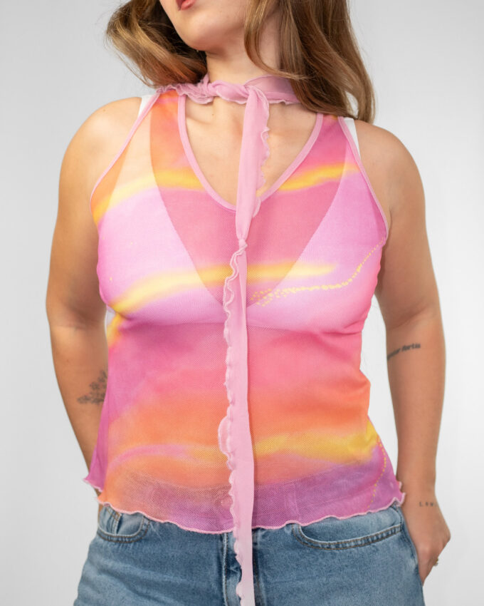 Vintage 00s Sheer Summer Mesh Top  - M