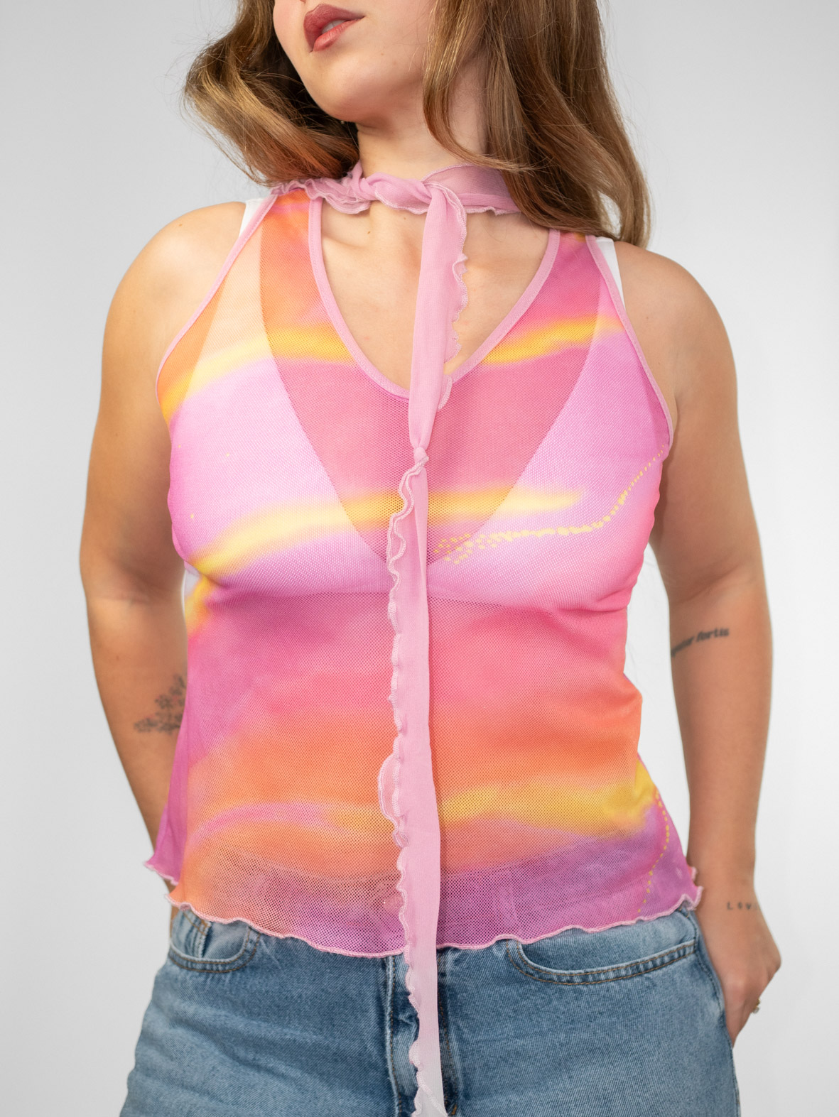 Vintage 00s Sheer Summer Mesh Top - M