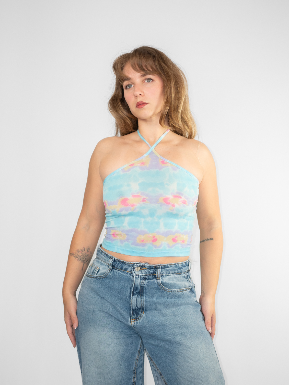 Vintage Floral Mesh Halter Top - XS/S - Image 3