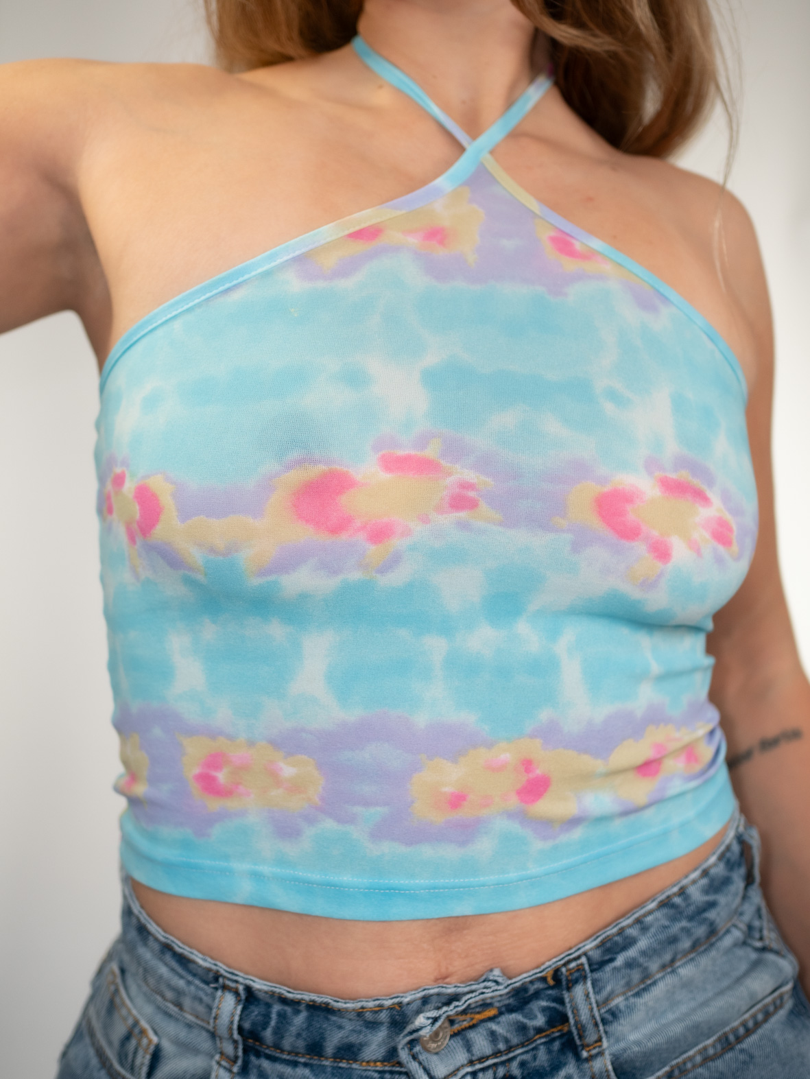 Vintage Floral Mesh Halter Top - XS/S - Image 4