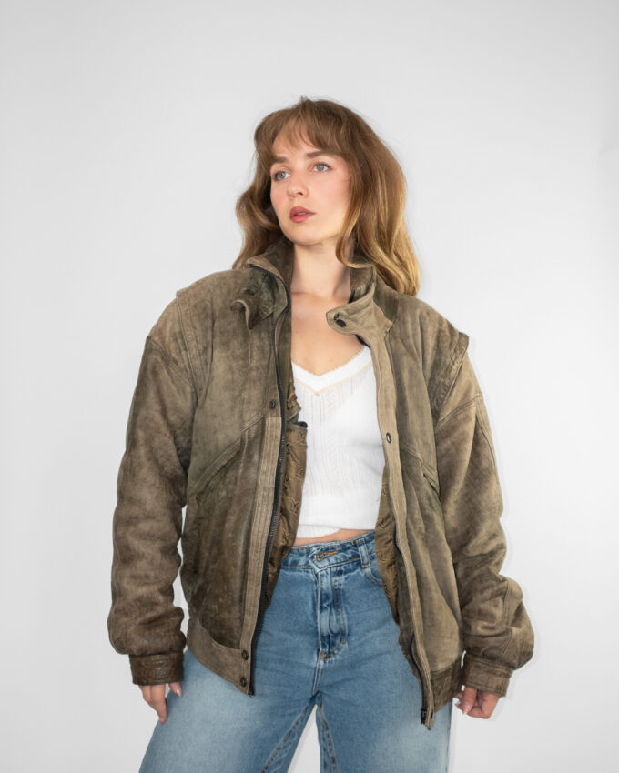 Vintage 80s Distressed Leather Jacket - L