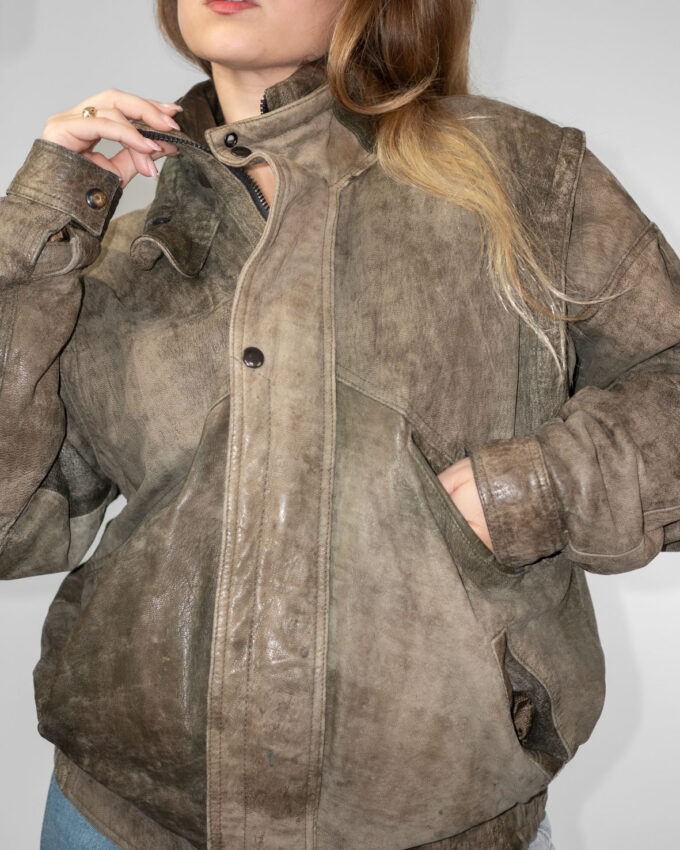 Vintage 80s Distressed Leather Jacket - L