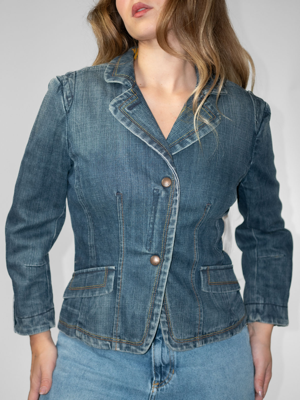 Vintage Denim Zip-Up Jacket - S
