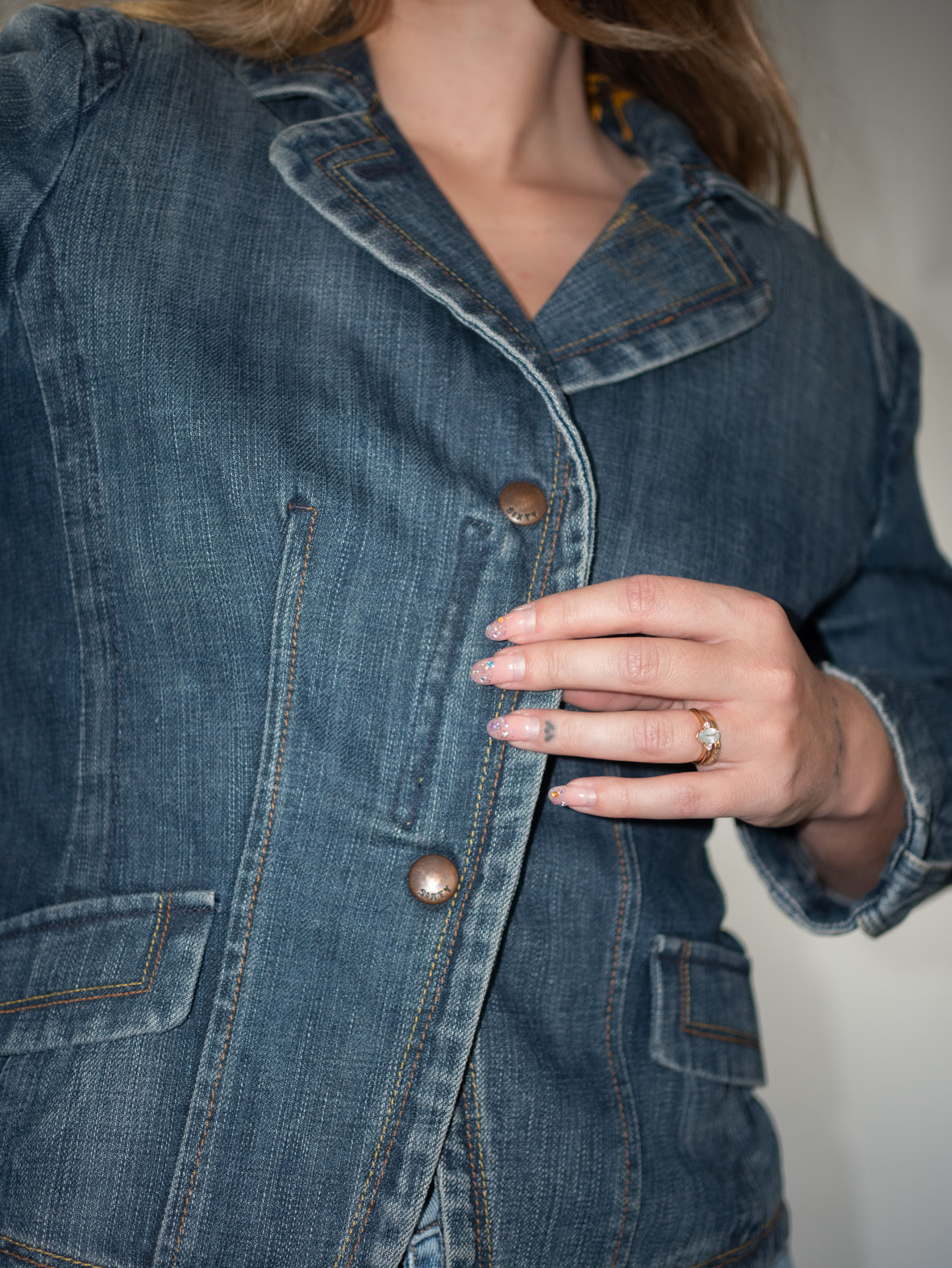 Vintage Denim Zip-Up Jacket - S - Image 2