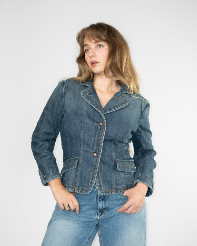 Vintage Denim Zip-Up Jacket - S