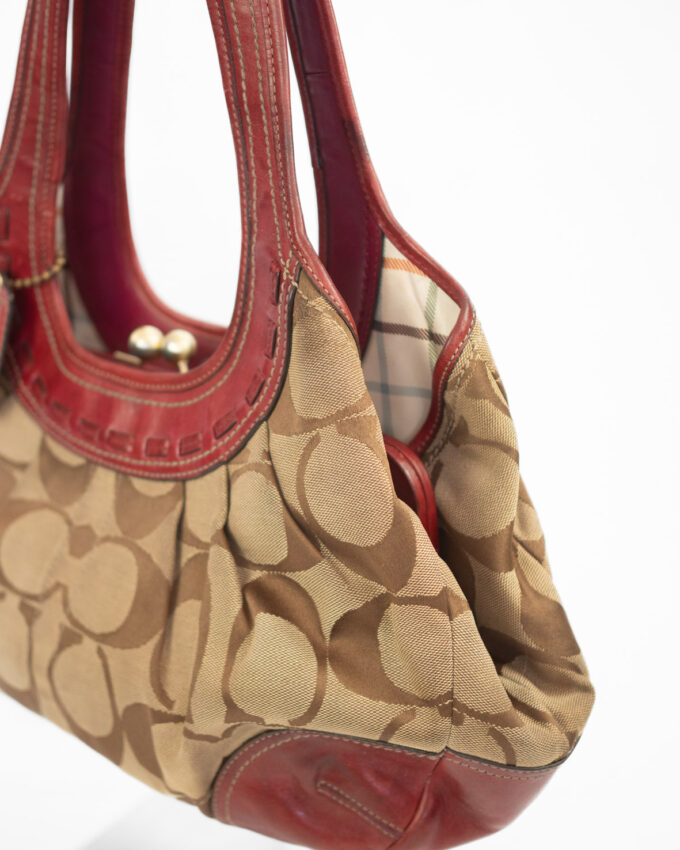 Rare Bordeaux Vintage Coach Kisslock Shoulder Bag