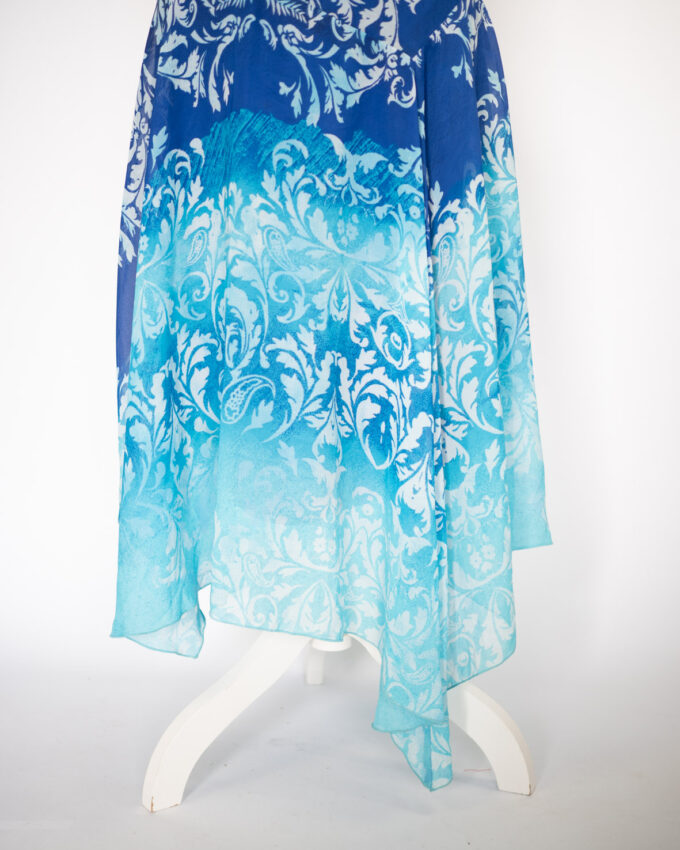 Santorini Blue Asymmetrical Vintage Dress - M