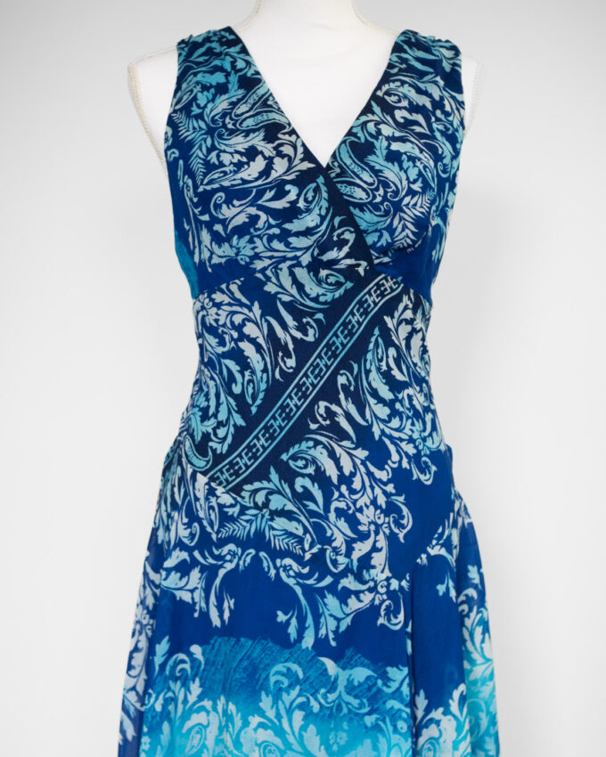 Santorini Blue Asymmetrical Vintage Dress - M