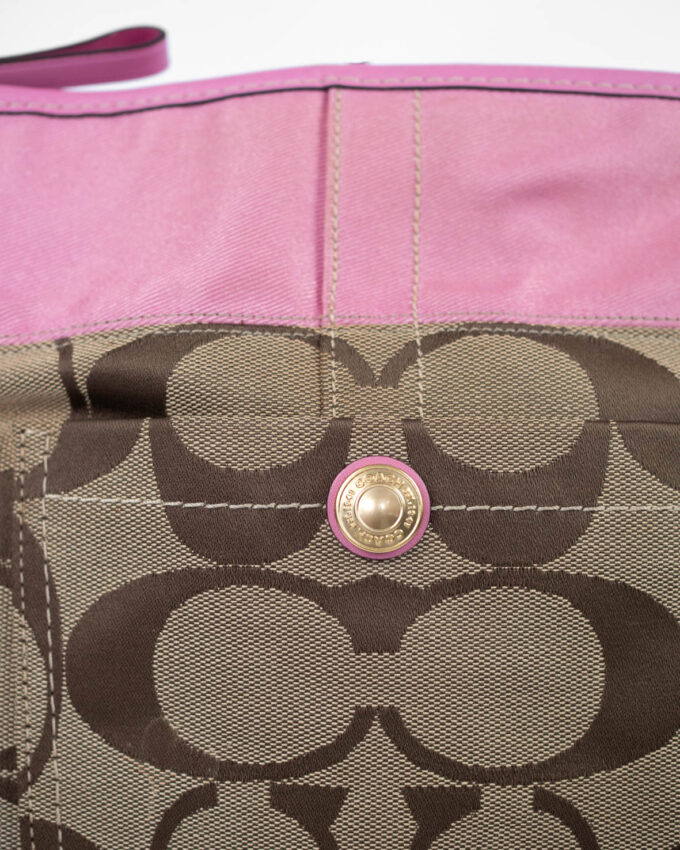 Vintage Coach Monogram Shoulder Bag Soft Pink