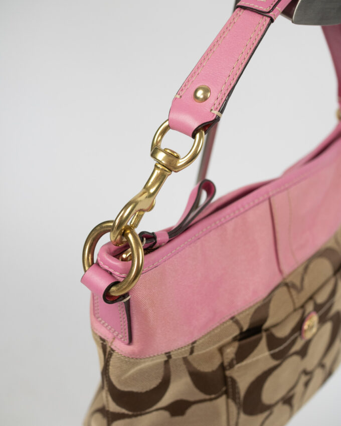 Vintage Coach Monogram Shoulder Bag Soft Pink