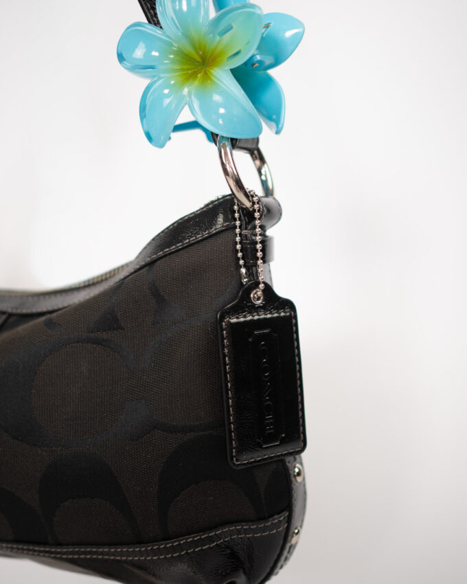 Black Vintage Coach Monogram Baguette Bag