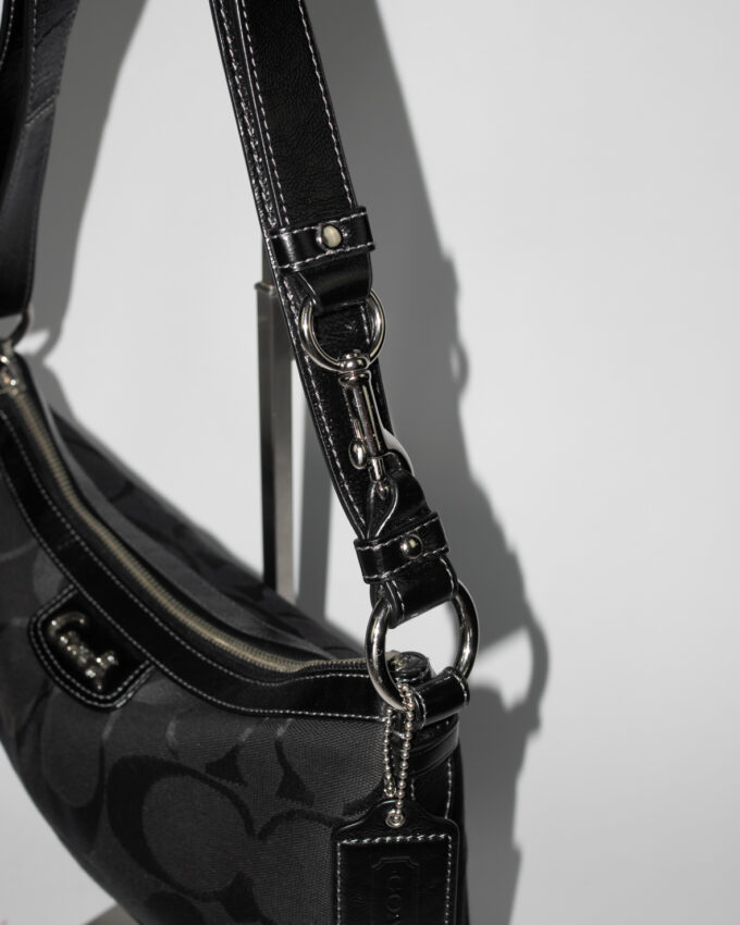 Black Vintage Coach Monogram Baguette Bag