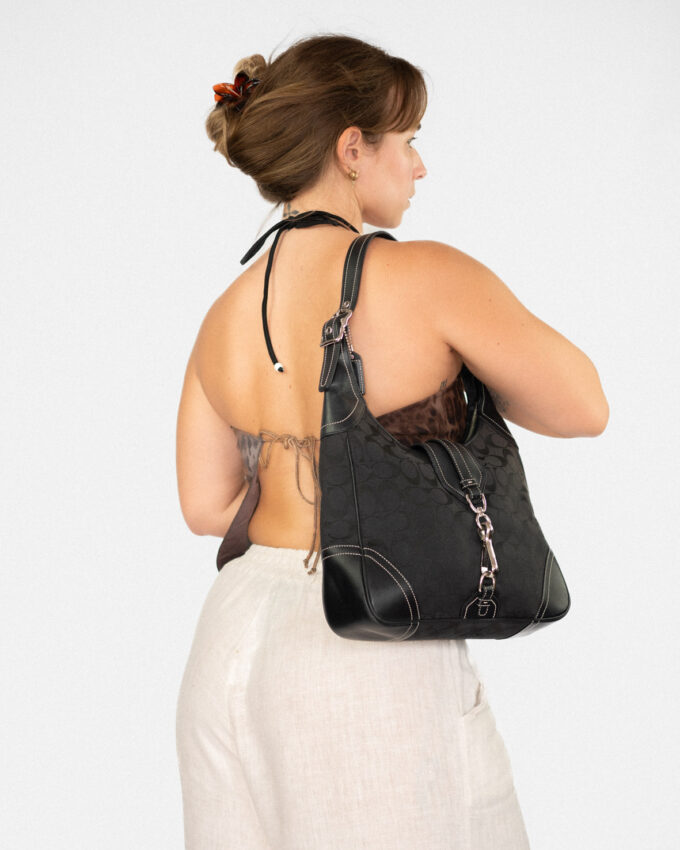 Black Vintage Coach Hamilton Hobo Bag