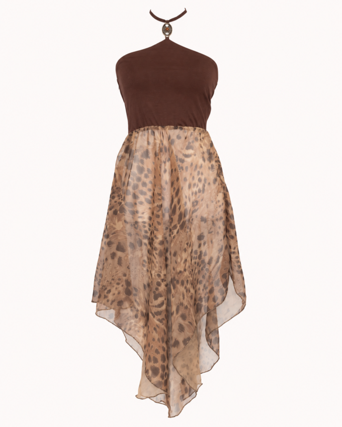 Vintage Leopard Halter Midi Dress - S/M