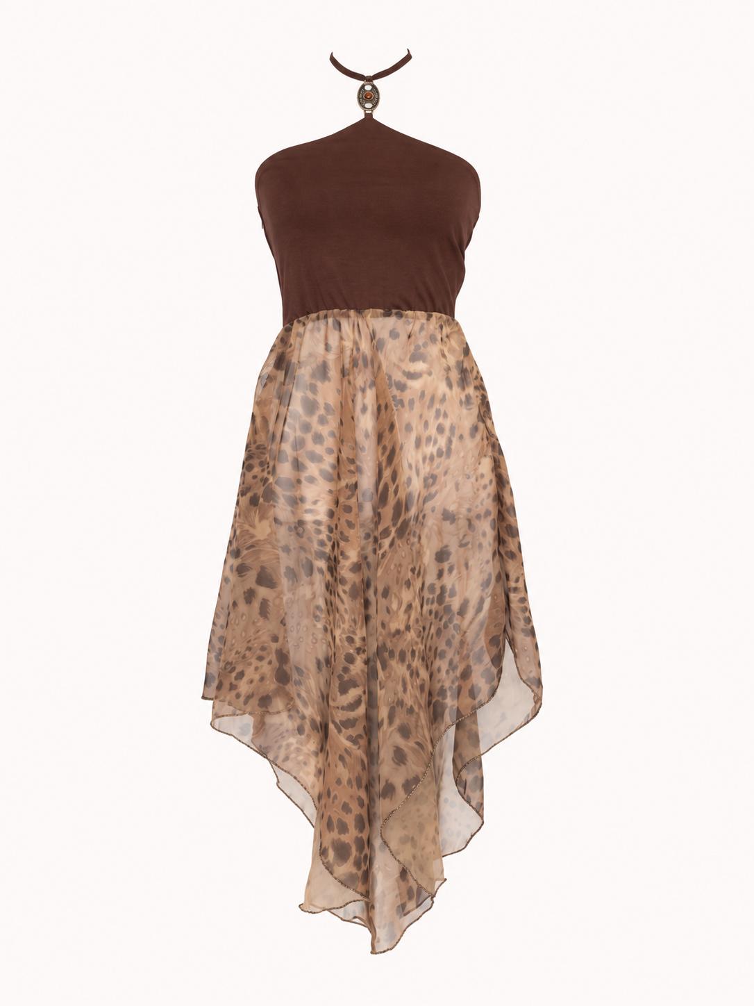 Vintage Leopard Halter Midi Dress - S/M