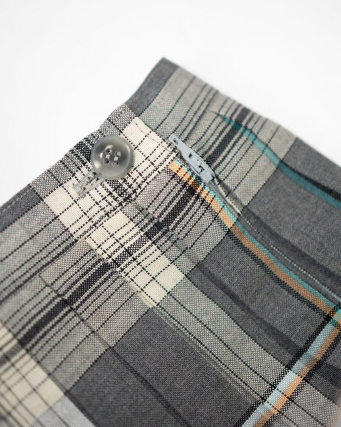 Vintage Pleated Check Mini Skirt – S/M