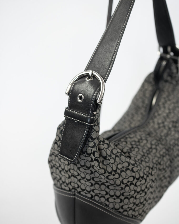 Vintage Coach Black Monogram Hobo Bag