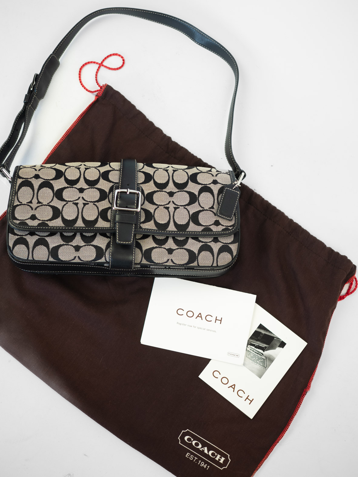 Rare Vintage Coach Monogram Shoulder Bag with Dust Bag - Image 2