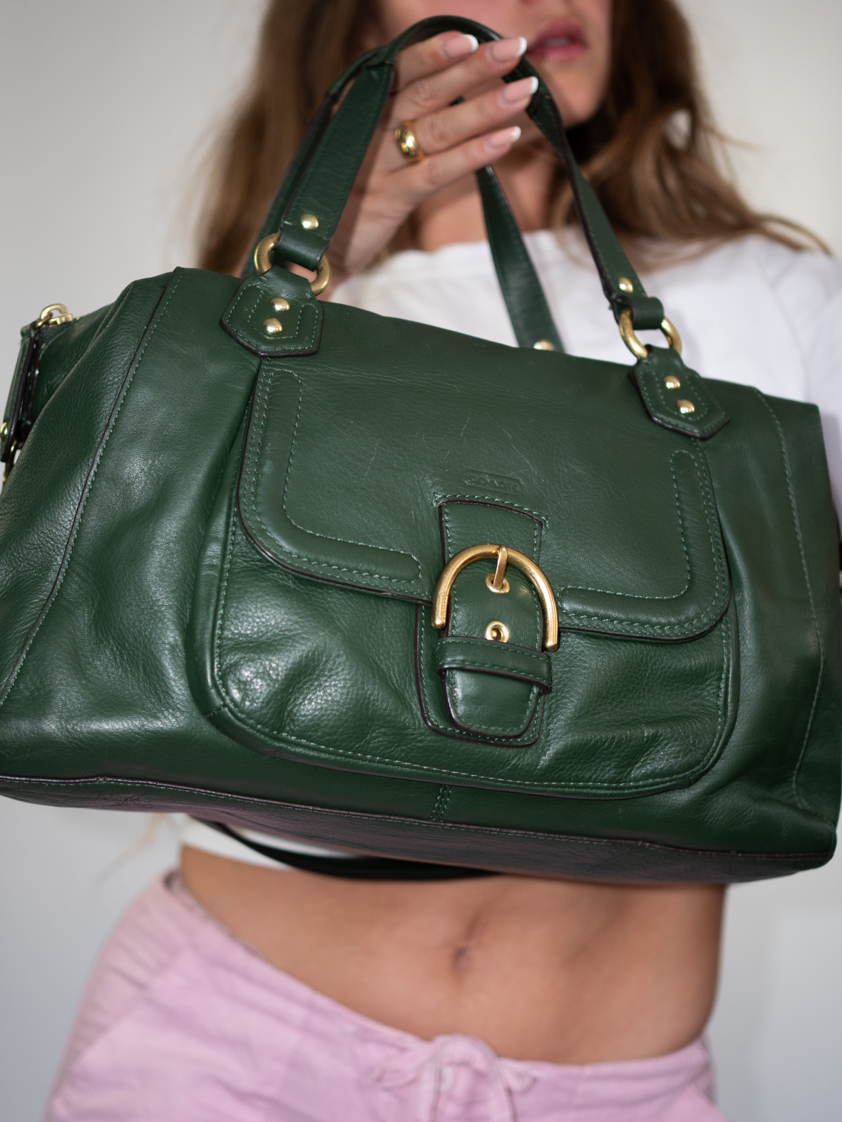 Rare Vintage Coach Monogram Shoulder Bag with Dust Bag - Image 11