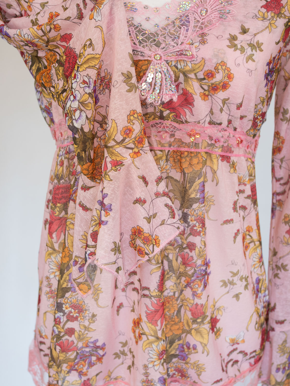 Vintage Lace Floral Long Sleeve Top - S - Image 4