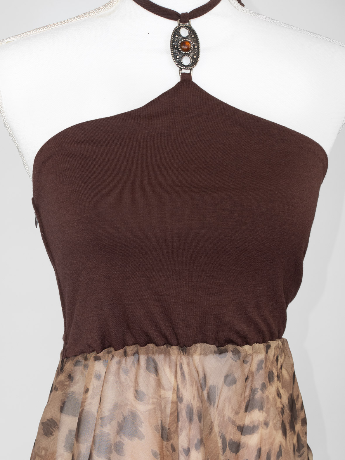 Vintage Leopard Halter Midi Dress - S/M - Image 2