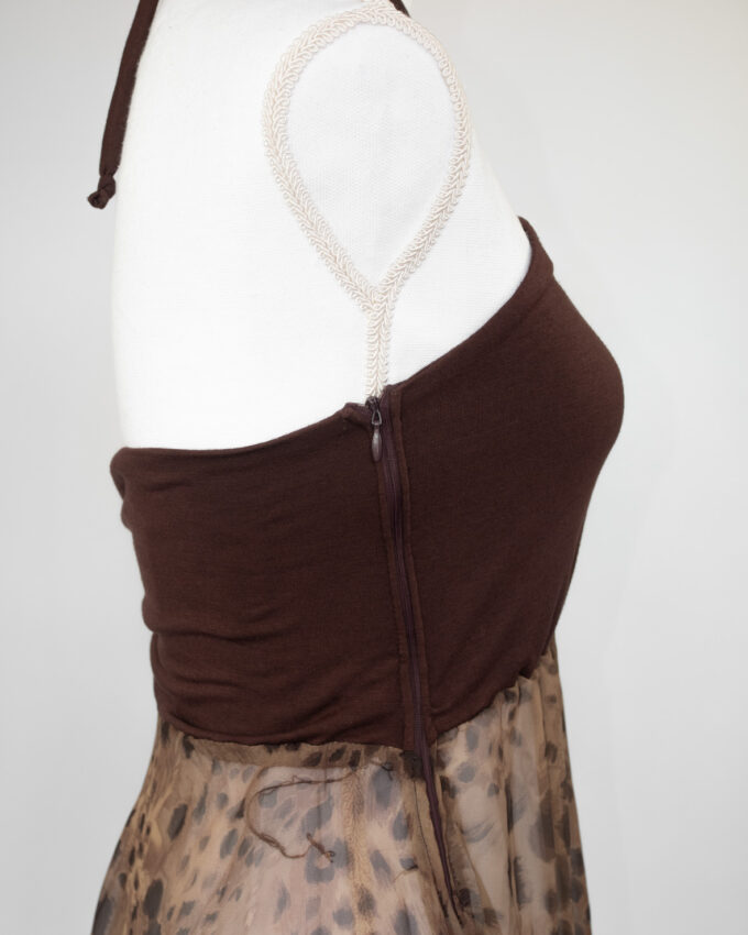 Vintage Leopard Halter Midi Dress - S/M