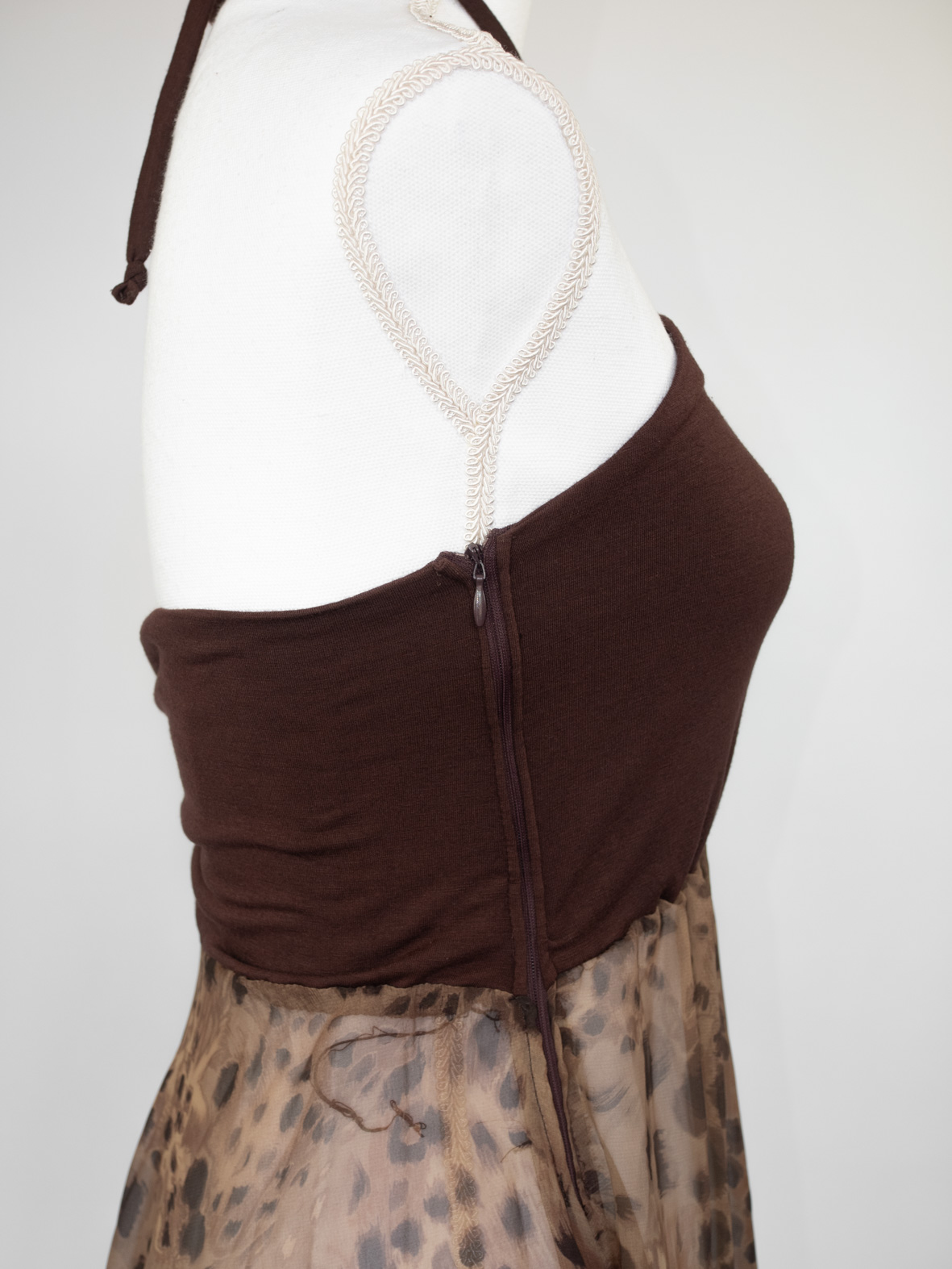 Vintage Leopard Halter Midi Dress - S/M - Image 4