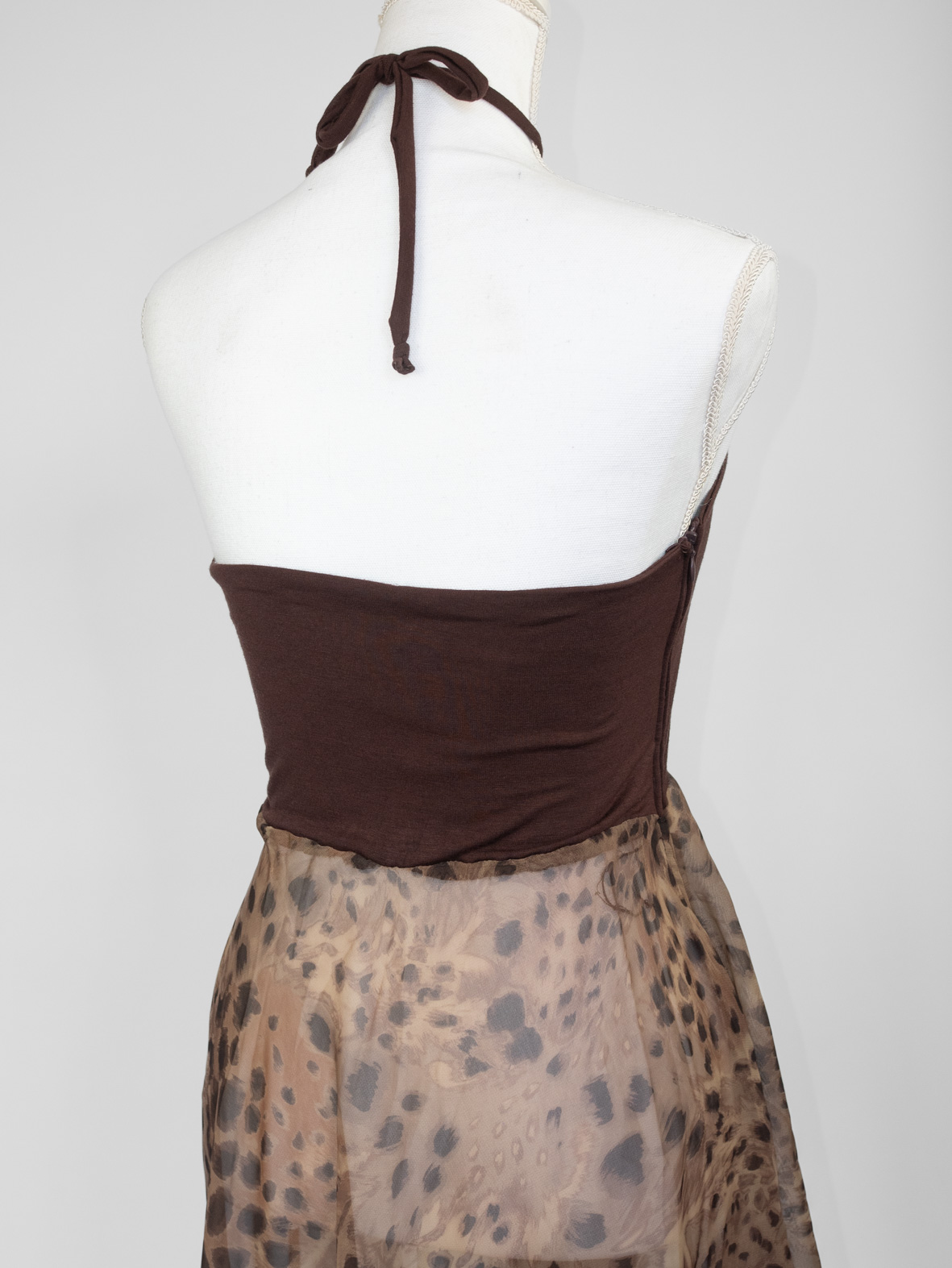 Vintage Leopard Halter Midi Dress - S/M - Image 5