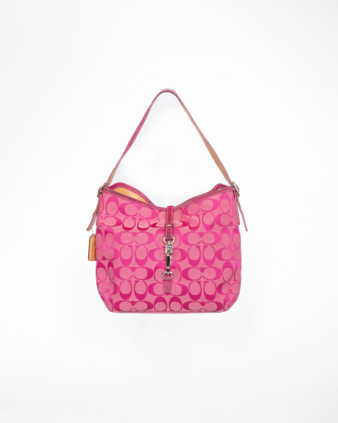 Rare Vintage Coach Pink Signature Suede Hobo