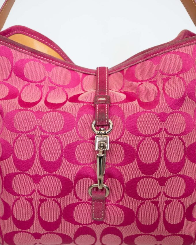 Rare Vintage Coach Pink Signature Suede Hobo