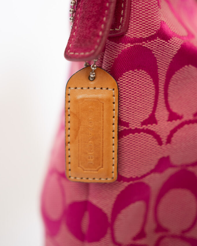 Rare Vintage Coach Pink Signature Suede Hobo
