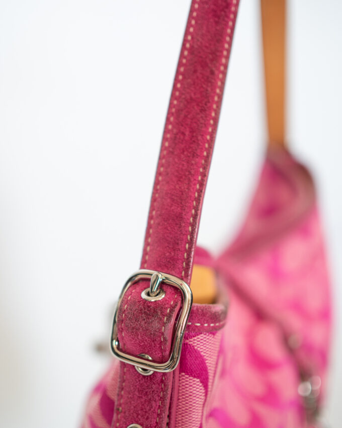 Rare Vintage Coach Pink Signature Suede Hobo