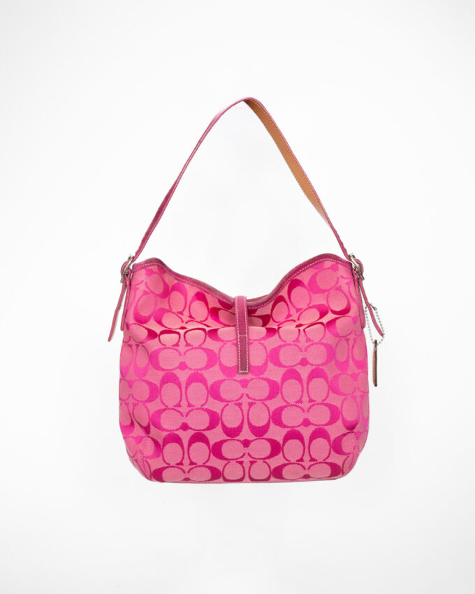Rare Vintage Coach Pink Signature Suede Hobo