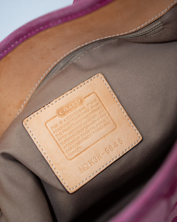 Rare Vintage Coach Pink Signature Suede Hobo