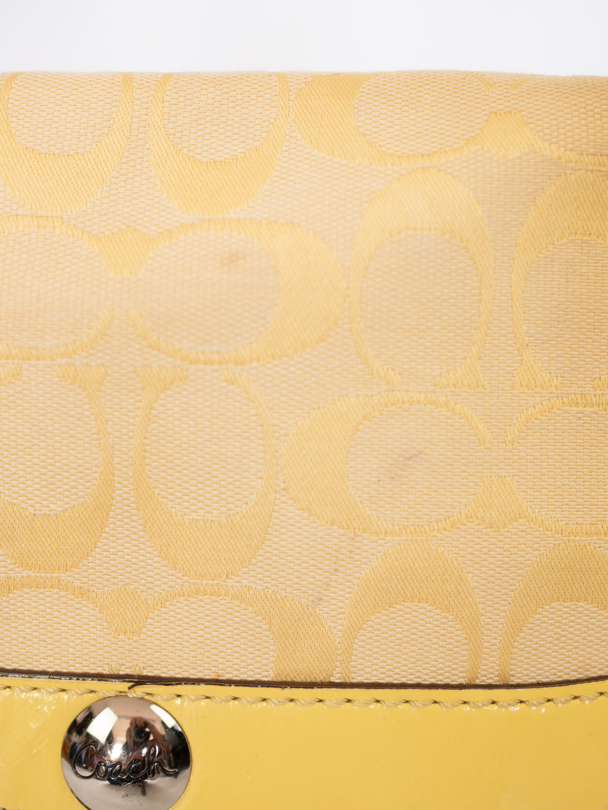 Rare Vintage Coach Soft Yellow Signature Shoulder Bag - Image 4