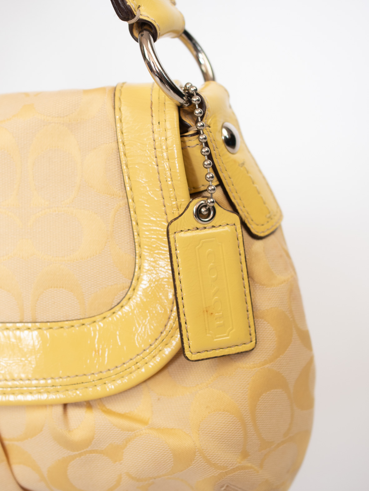 Rare Vintage Coach Soft Yellow Signature Shoulder Bag - Image 5
