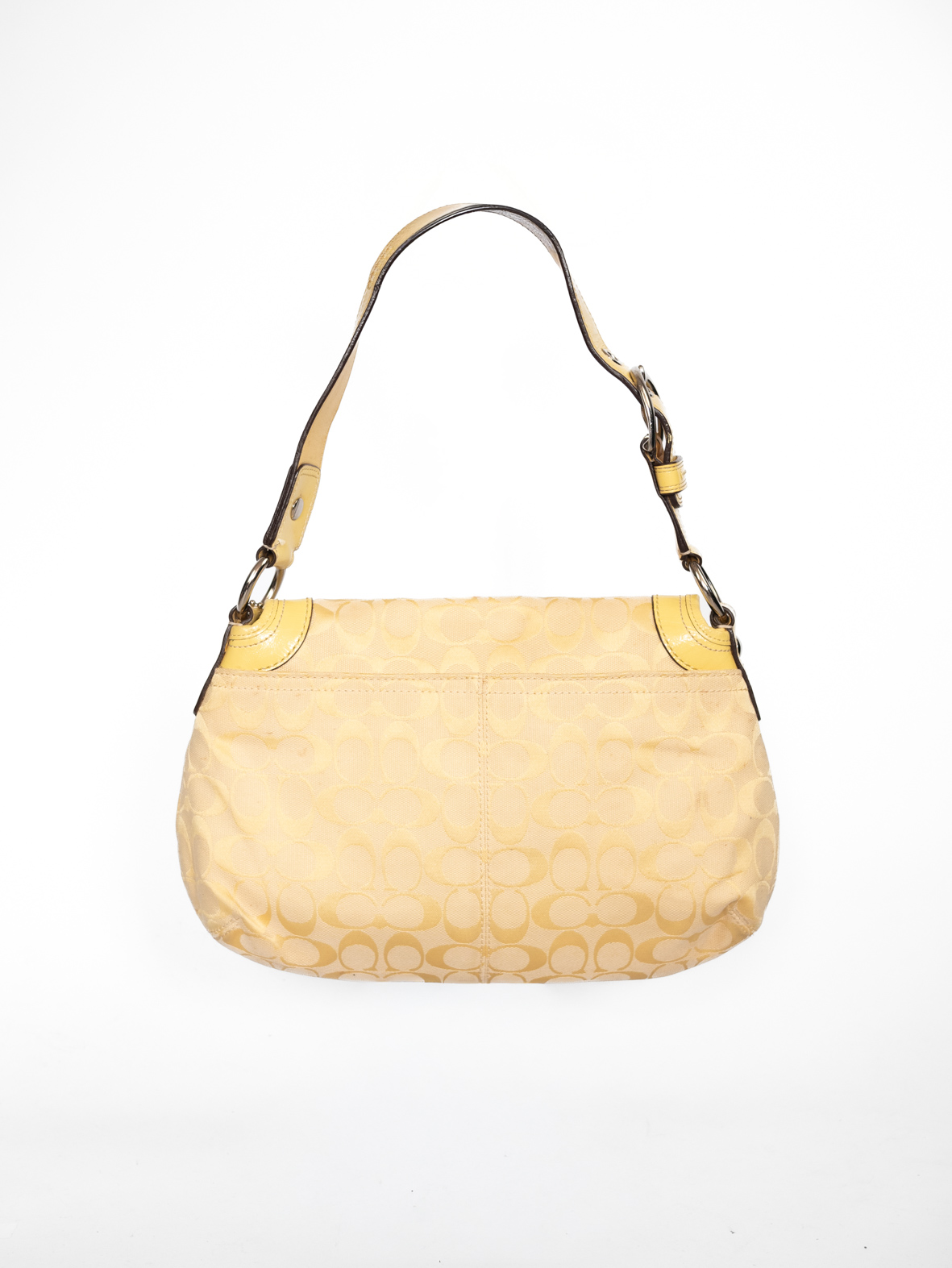 Rare Vintage Coach Soft Yellow Signature Shoulder Bag - Image 8