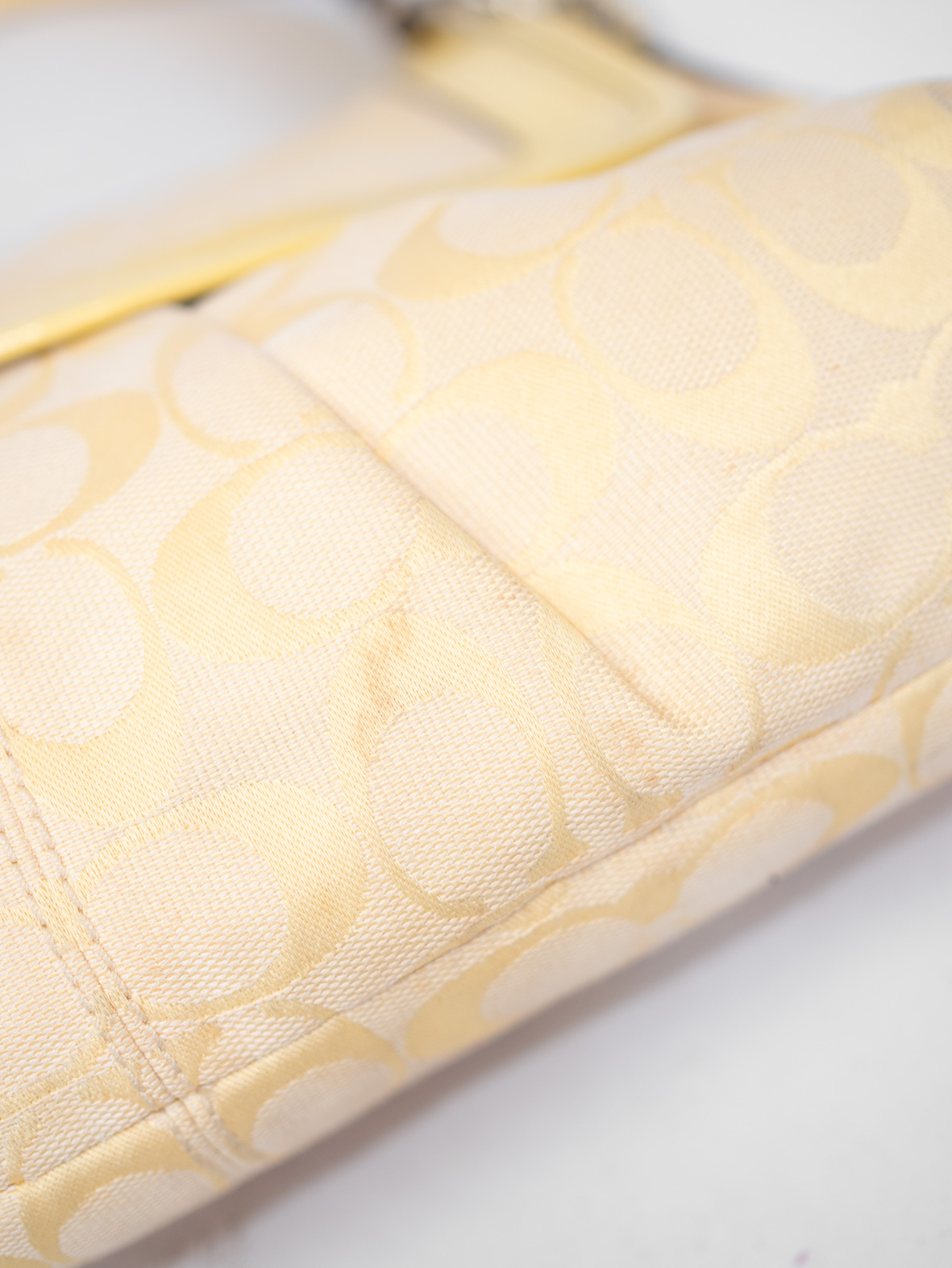 Rare Vintage Coach Soft Yellow Signature Shoulder Bag - Image 11