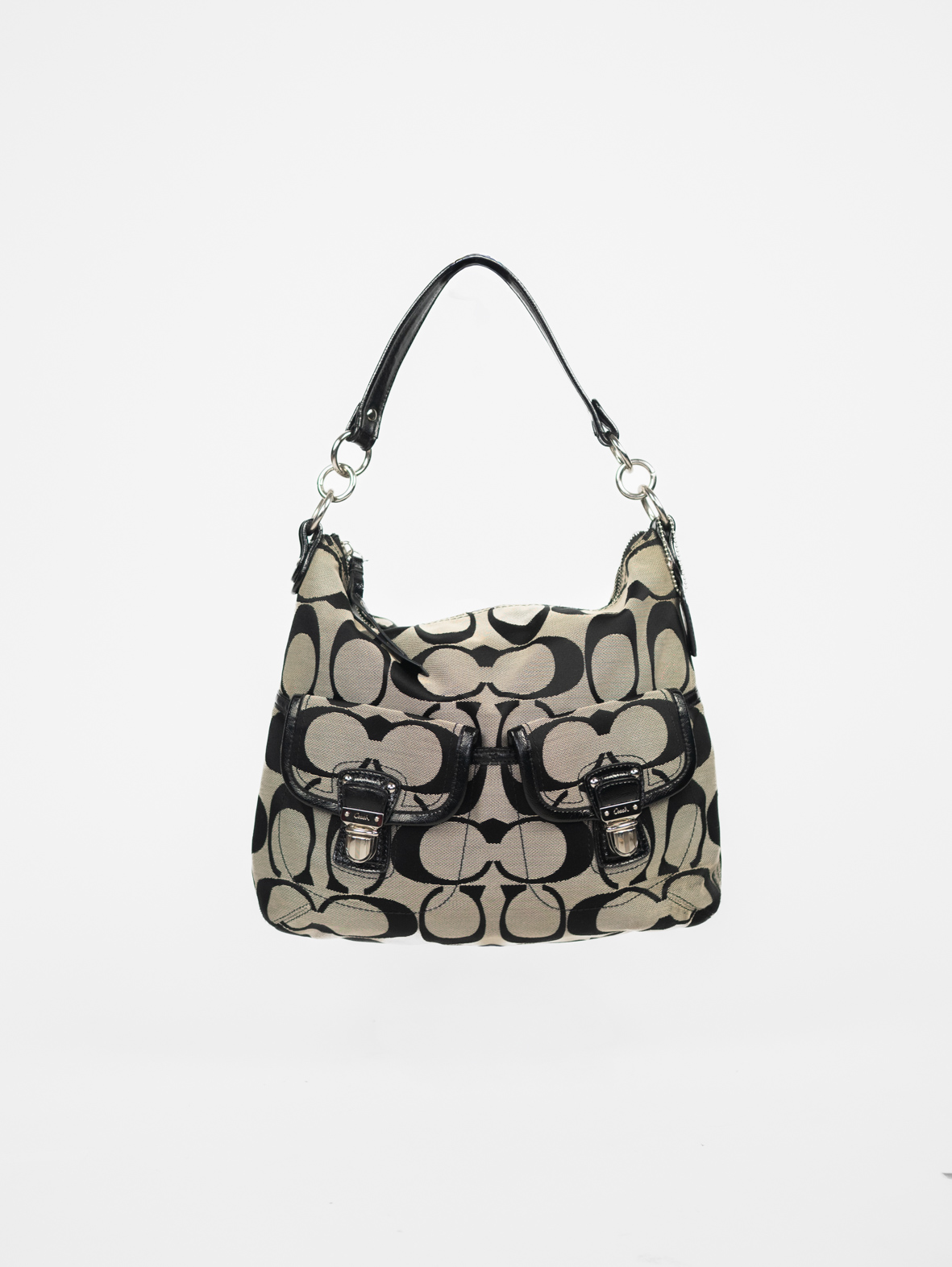 Coach Vintage Poppy Black Signature Shoulder Bag