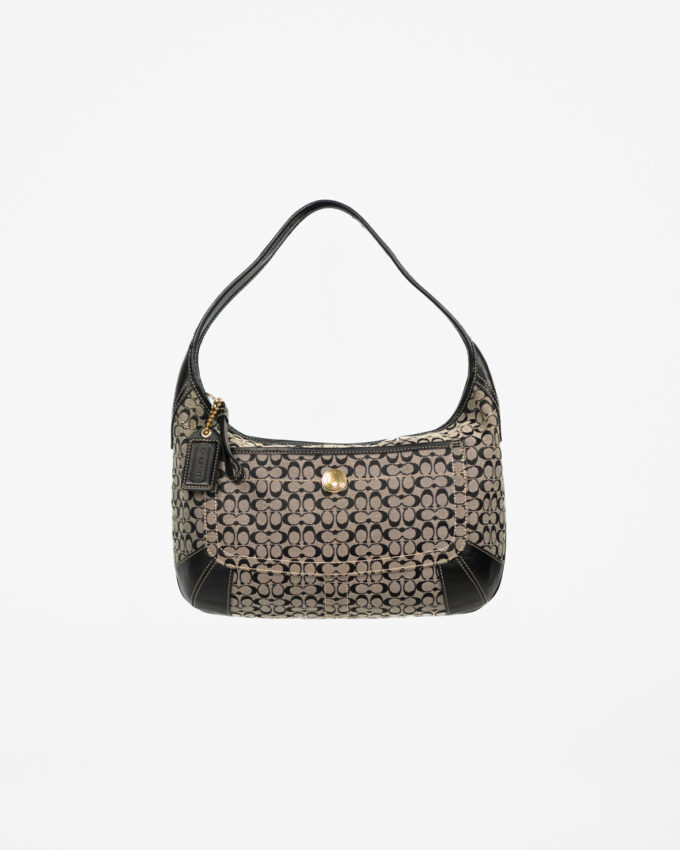 Coach Vintage Black Signature Hobo Bag