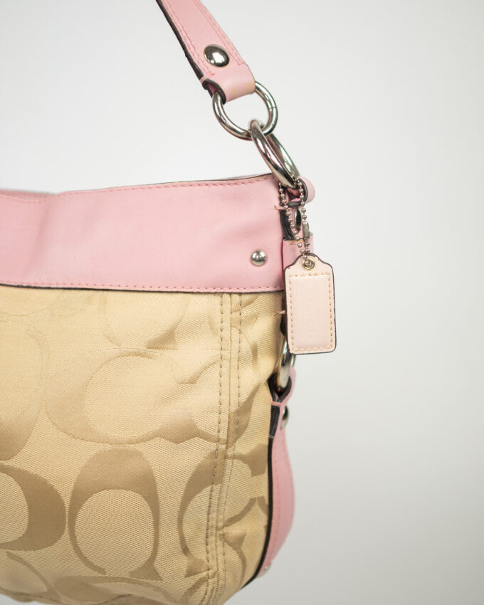 Coach Vintage Cream & Pastel Pink Signature Bag