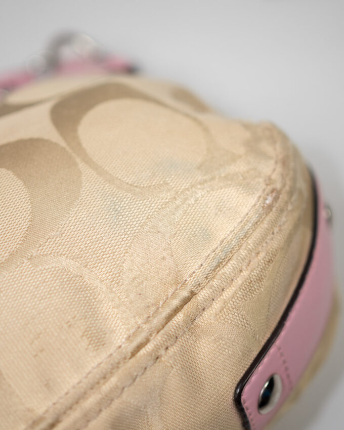 Coach Vintage Cream & Pastel Pink Signature Bag